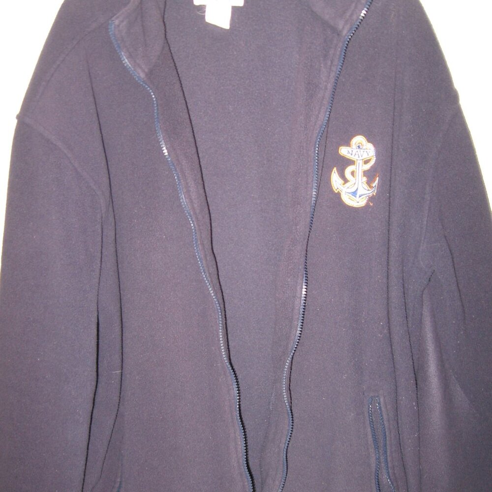 Armed Forces Gear Fleece Jacket Men's Size XL Navy Blue w/ Anchor USN